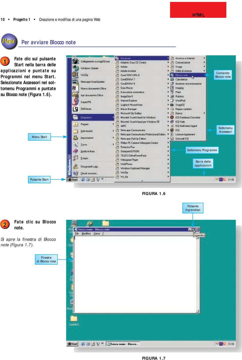 Selezionate Accessori nel sottomenu Programmi e puntate su Blocco note (Figura.6).