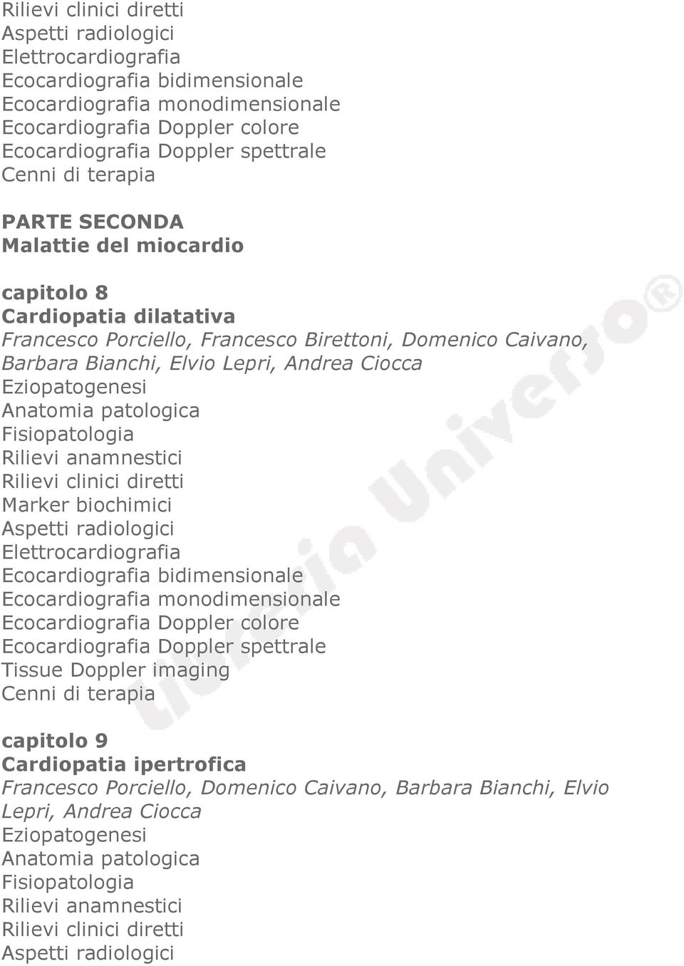 Andrea Ciocca Marker biochimici Tissue Doppler imaging capitolo 9 Cardiopatia
