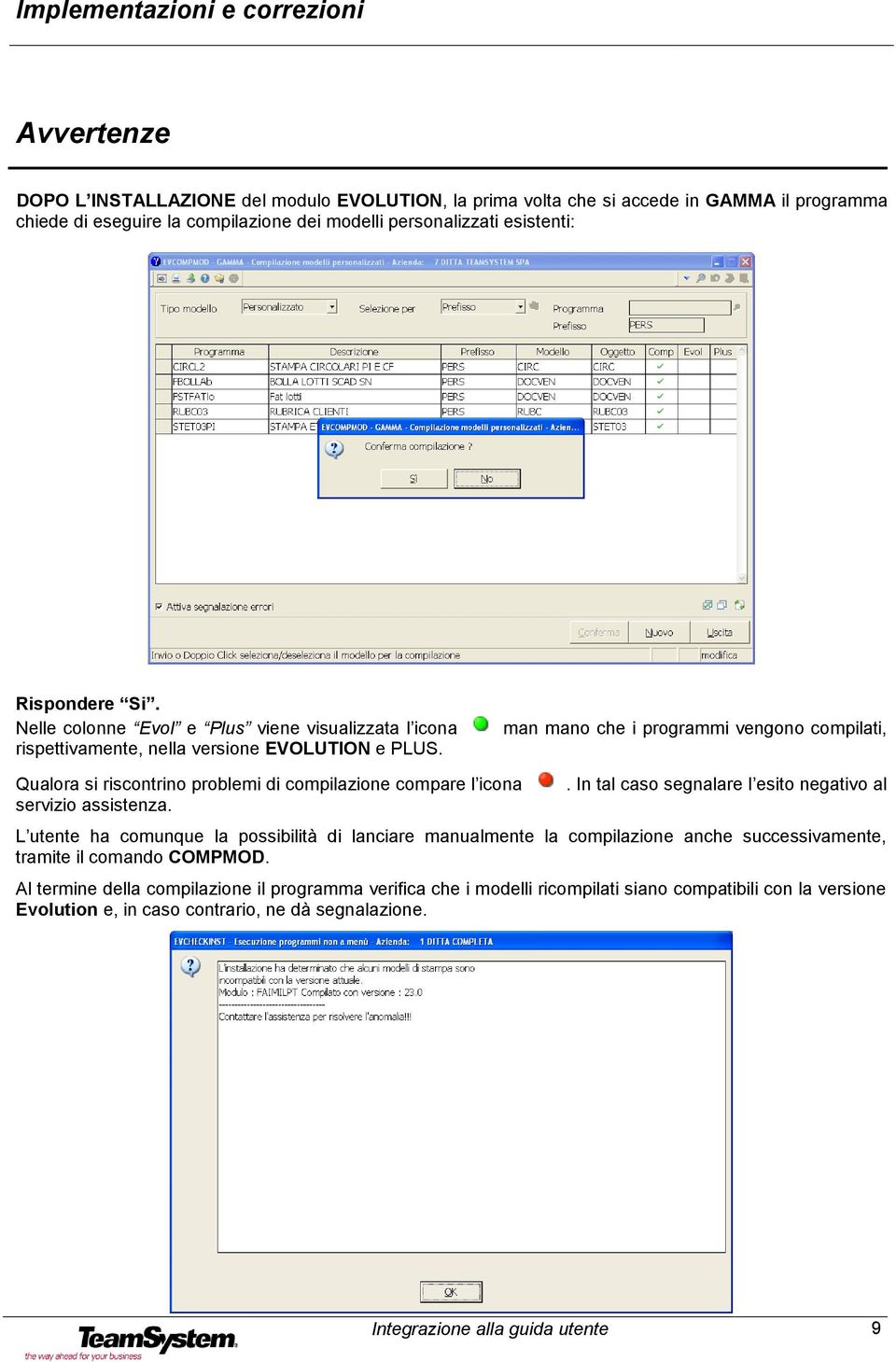 man mano che i programmi vengono compilati, Qualora si riscontrino problemi di compilazione compare l icona servizio assistenza.