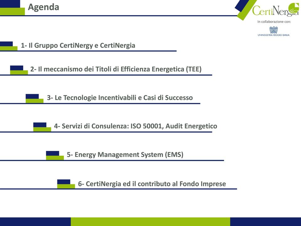 Successo 4- Servizi di Consulenza: ISO 50001, Audit Energetico 5- Energy