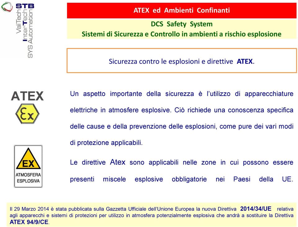 Le direttive Atex sono applicabili nelle zone in cui possono essere presenti miscele esplosive obbligatorie nei Paesi della UE.