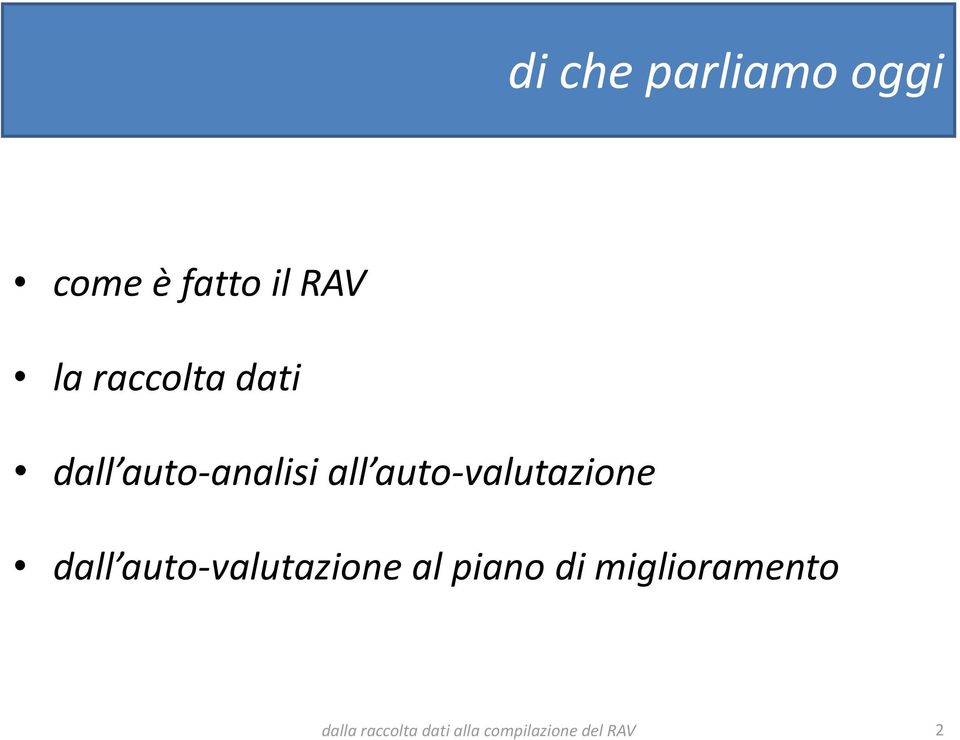 auto-valutazione dall auto-valutazione al piano