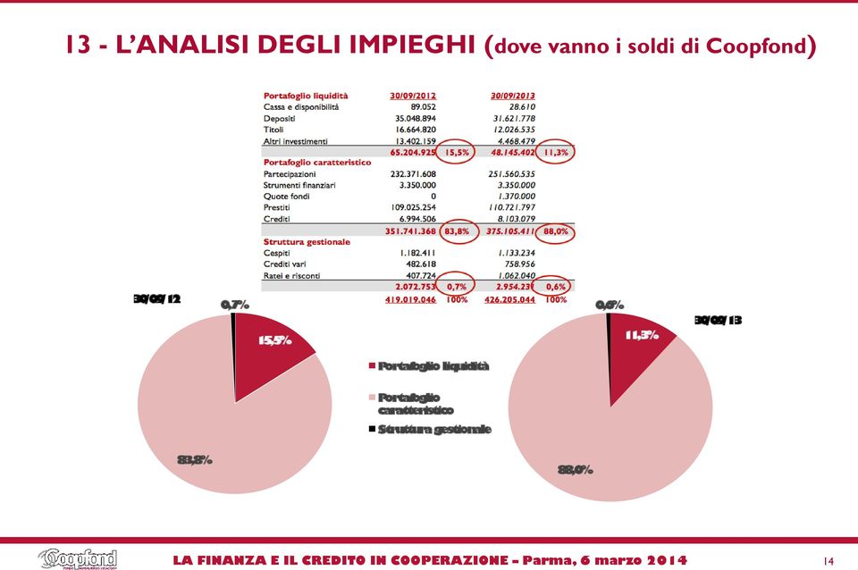 11,3% 30/09/13 Portafoglio liquidità