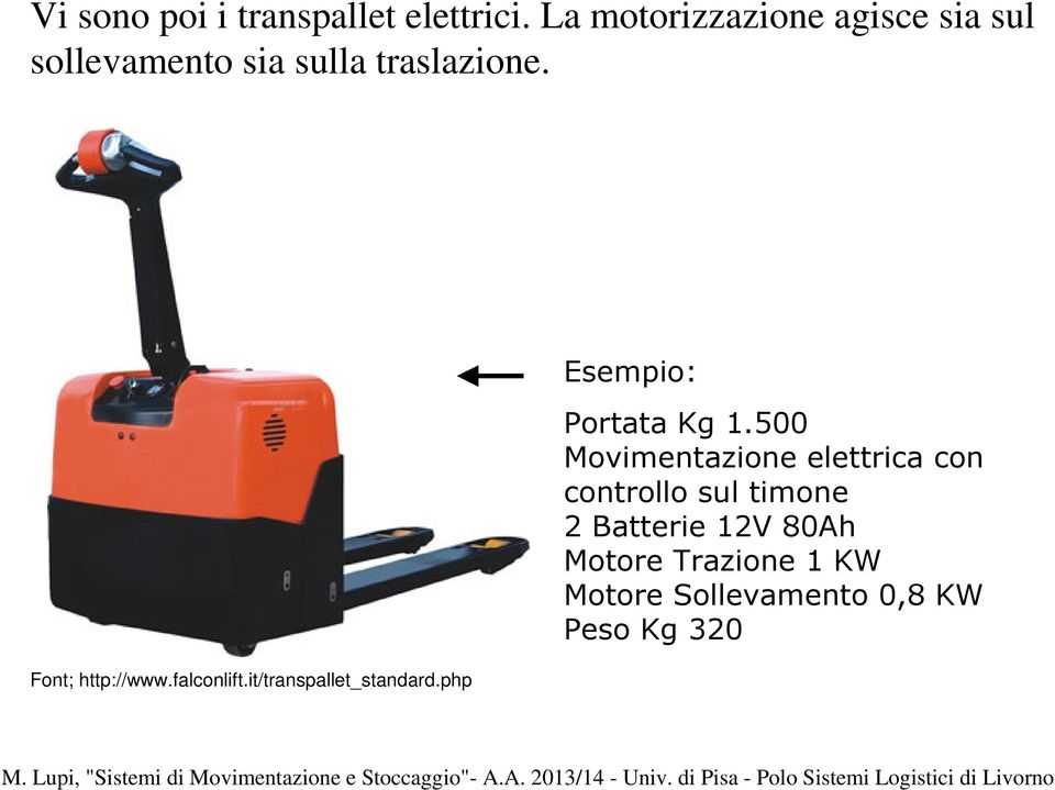 Font; http://www.falconlift.it/transpallet_standard.php Esempio: Portata Kg 1.