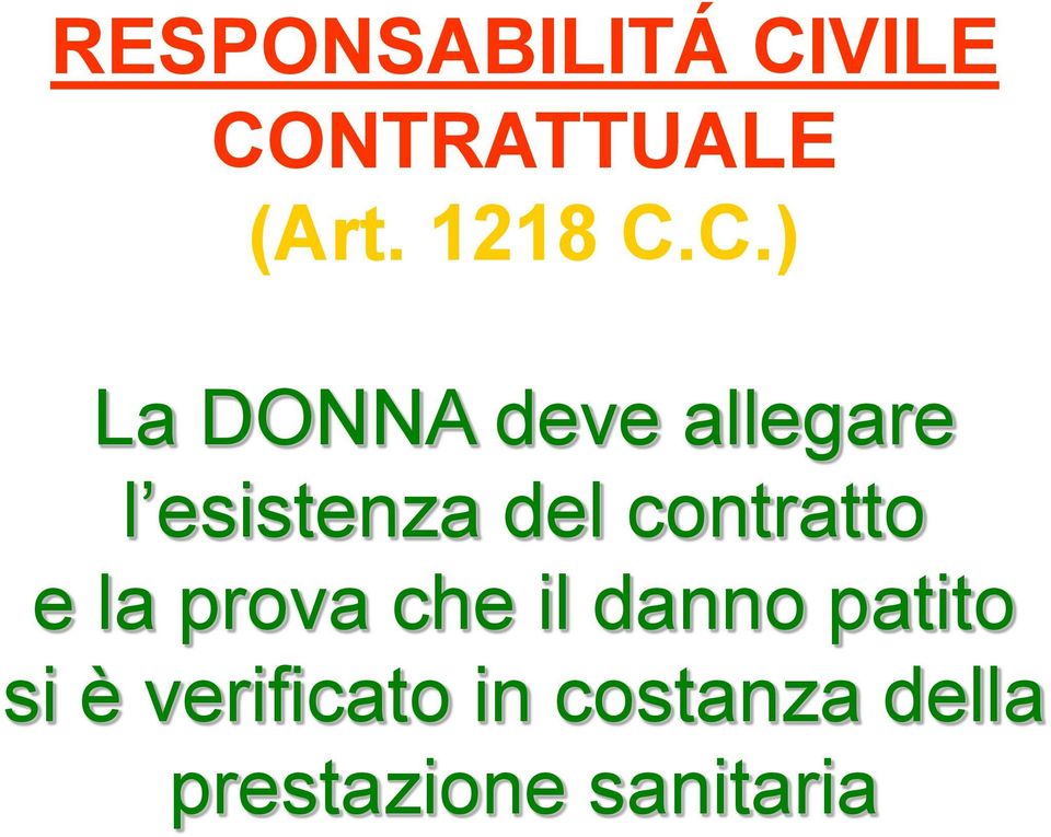 C.) La DONNA deve allegare l esistenza del