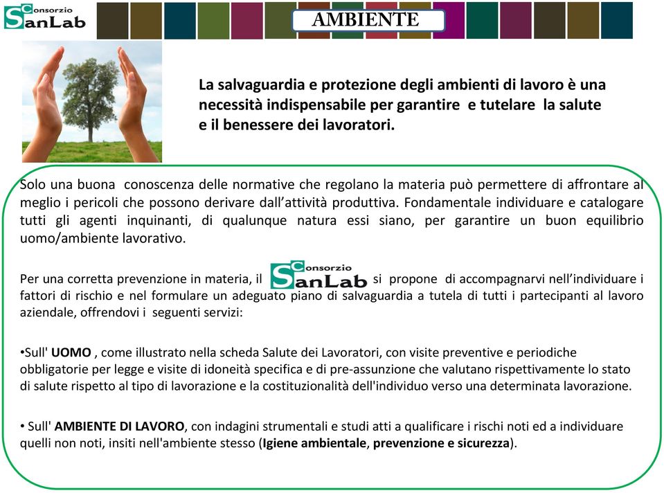 Fondamentale individuare e catalogare tutti gli agenti inquinanti, di qualunque natura essi siano, per garantire un buon equilibrio uomo/ambiente lavorativo.