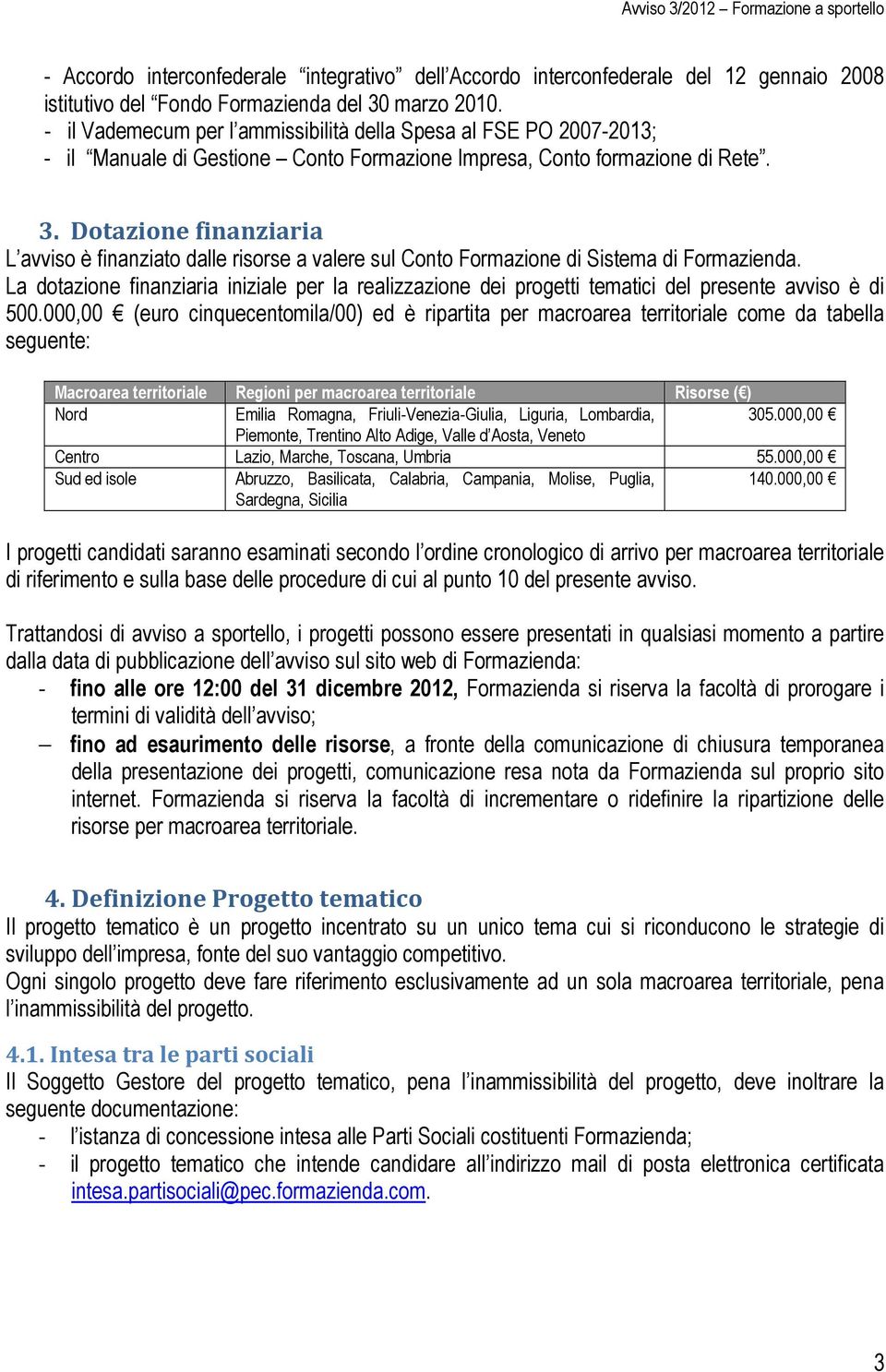 Dotazione finanziaria L avviso è finanziato dalle risorse a valere sul Conto Formazione di Sistema di Formazienda.