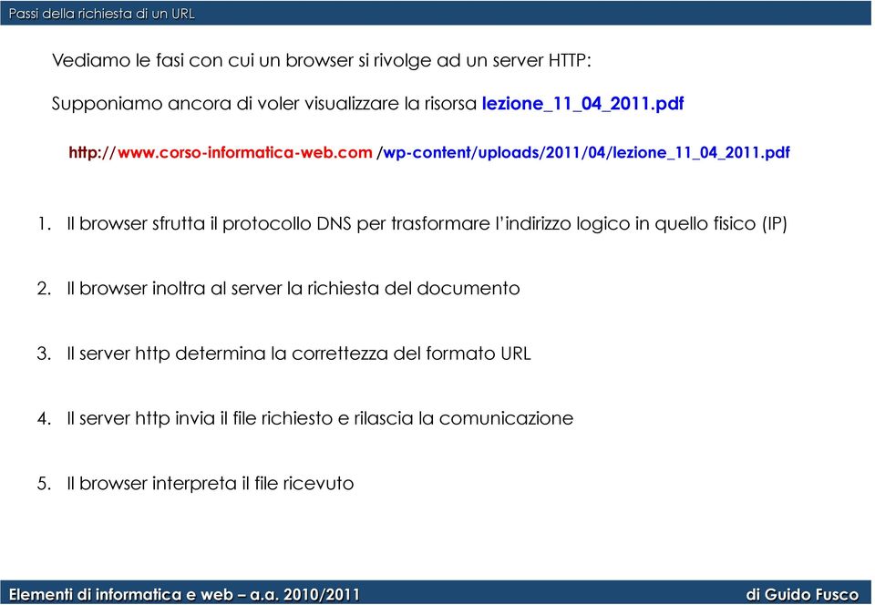 Il browser sfrutta il protocollo DNS per trasformare l indirizzo logico in quello fisico (IP) 2.