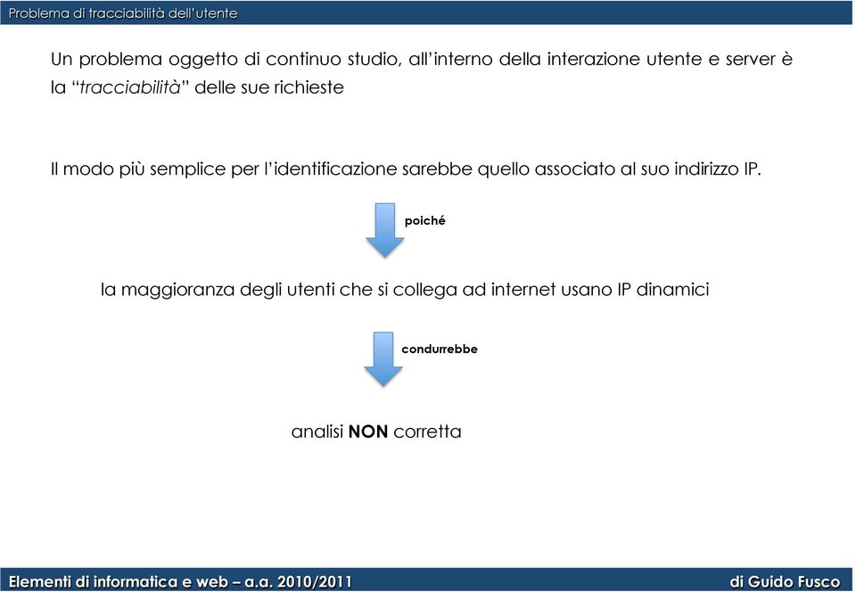 semplice per l identificazione sarebbe quello associato al suo indirizzo IP.