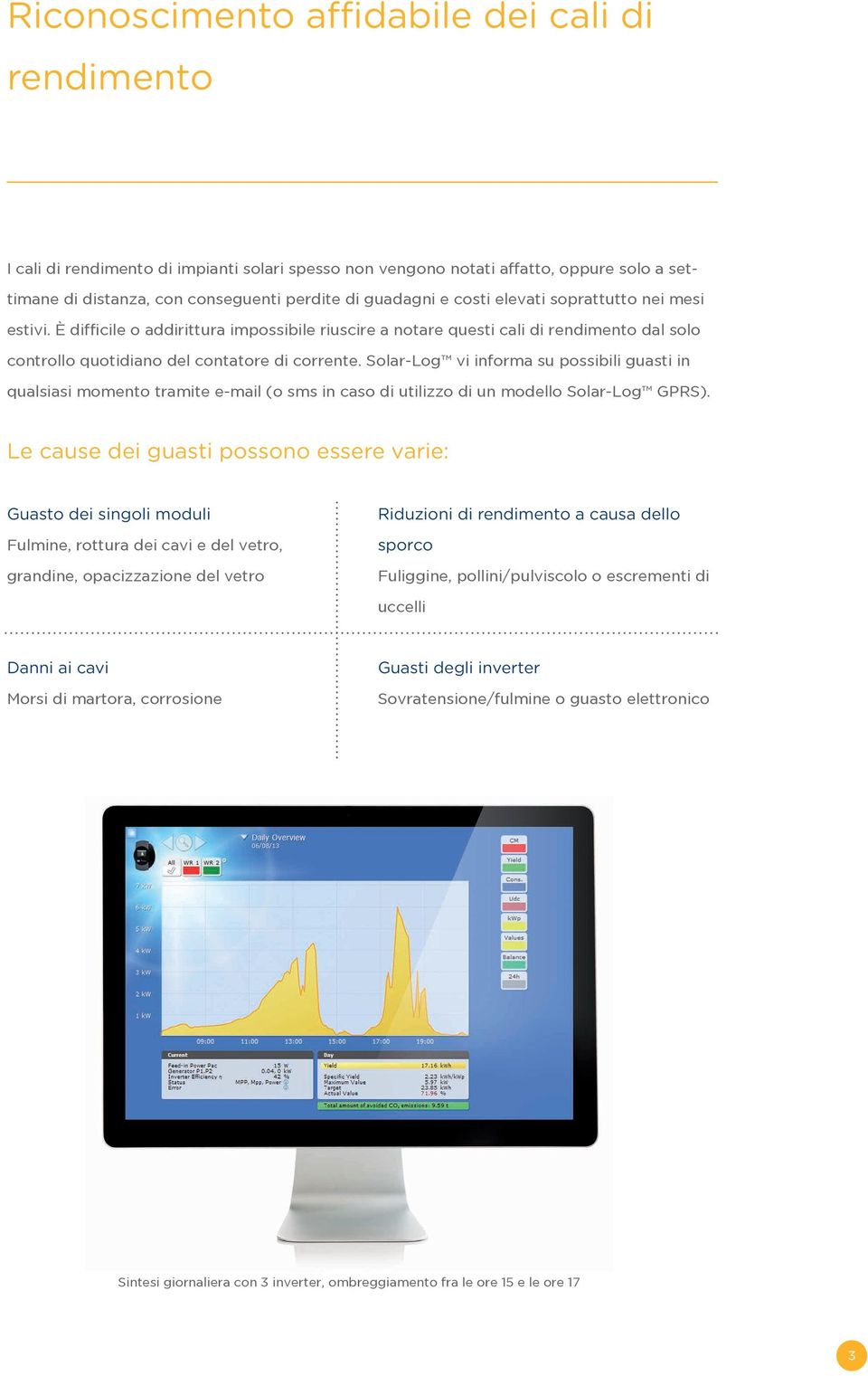 Solar-Log vi informa su possibili guasti in qualsiasi momento tramite e-mail (o sms in caso di utilizzo di un modello Solar-Log GPRS).