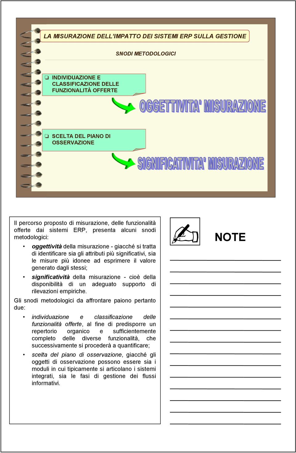 dagli stessi; significatività della misurazione - cioè della disponibilità di un adeguato supporto di rilevazioni empiriche.