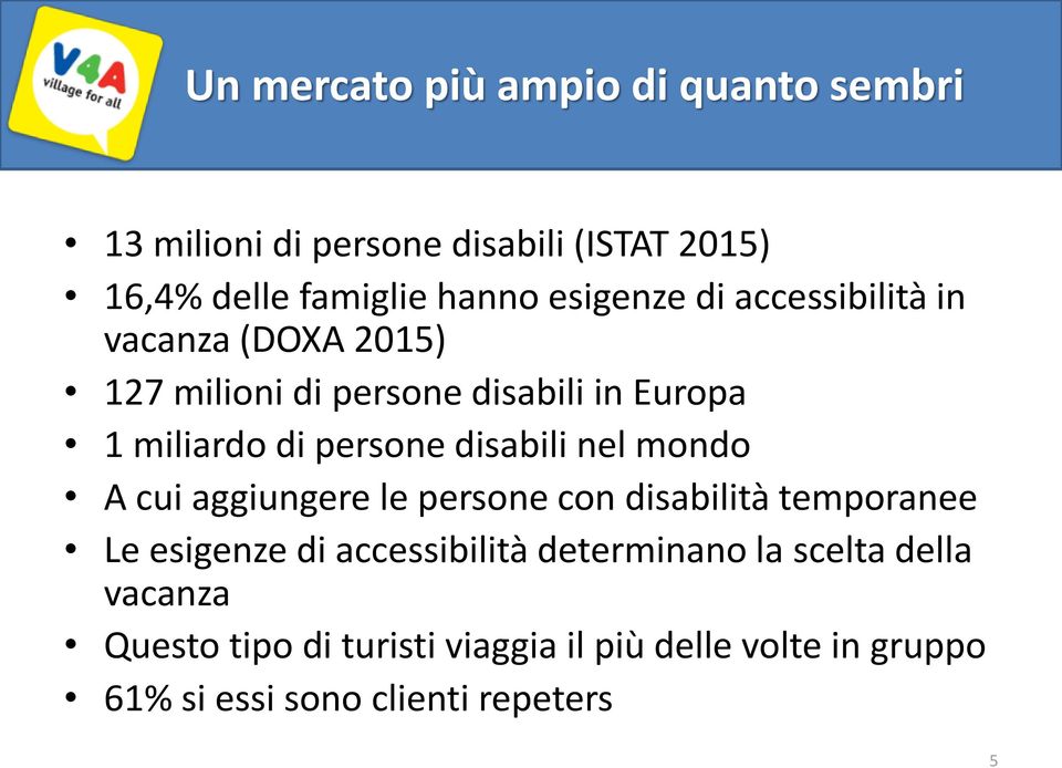 disabili nel mondo A cui aggiungere le persone con disabilità temporanee Le esigenze di accessibilità determinano