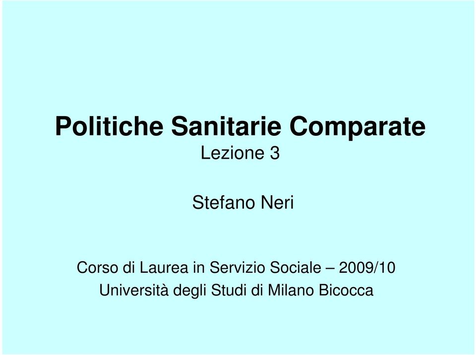 Laurea in Servizio Sociale 2009/10
