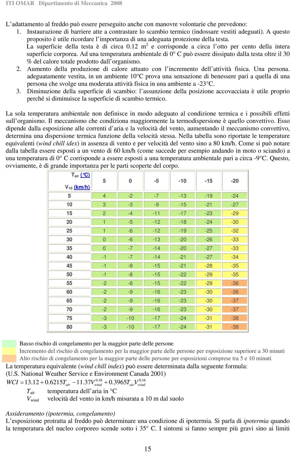 Ad un tempertur mbientle di 0 C può essere dissipto dll test oltre il 0 % del clore totle prodotto dll orgnismo. 2. Aumento dell produzione di clore ttuto con l incremento dell ttività fisic.