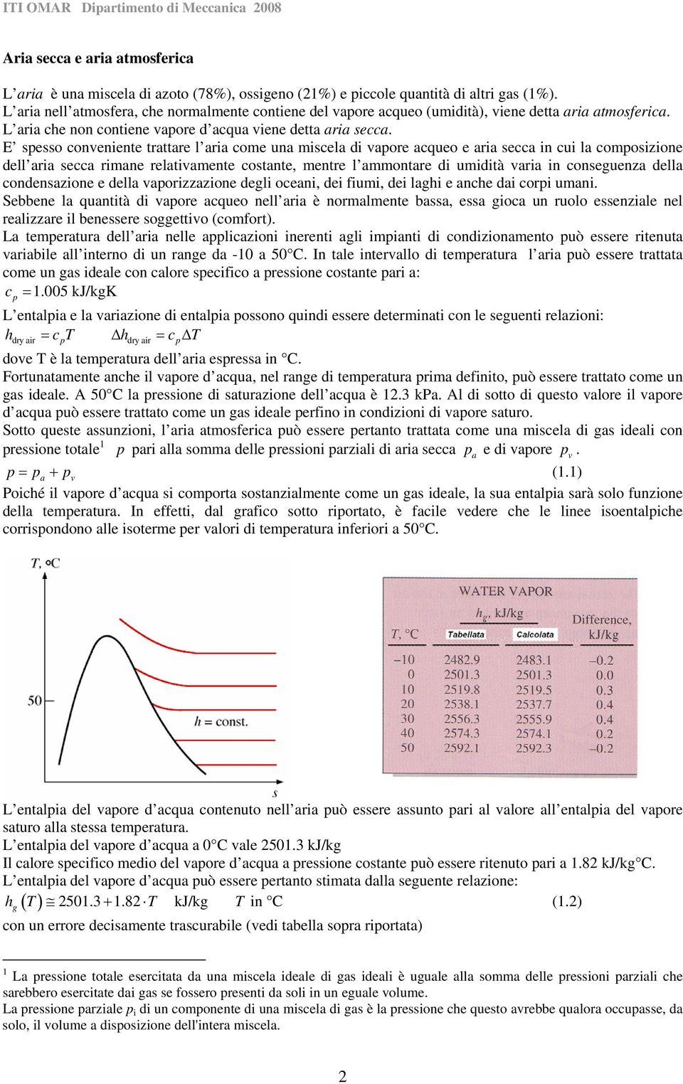 E spesso conveniente trttre l ri come un miscel di vpore cqueo e ri secc in cui l composizione dell ri secc rimne reltivmente costnte, mentre l mmontre di umidità vri in conseguenz dell condenszione