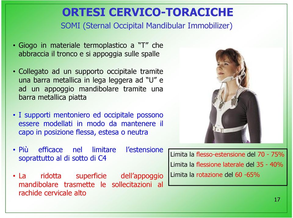 essere modellati in modo da mantenere il capo in posizione flessa, estesa o neutra Più efficace nel limitare l estensione soprattutto al di sotto di C4 La ridotta superficie dell