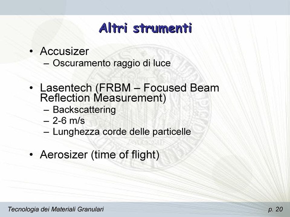 Measurement) Backscattering 2-6 m/s Lunghezza