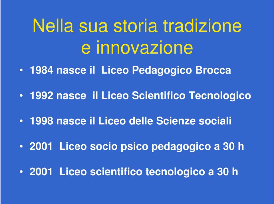 1998 nasce il Liceo delle Scienze sociali 2001 Liceo socio