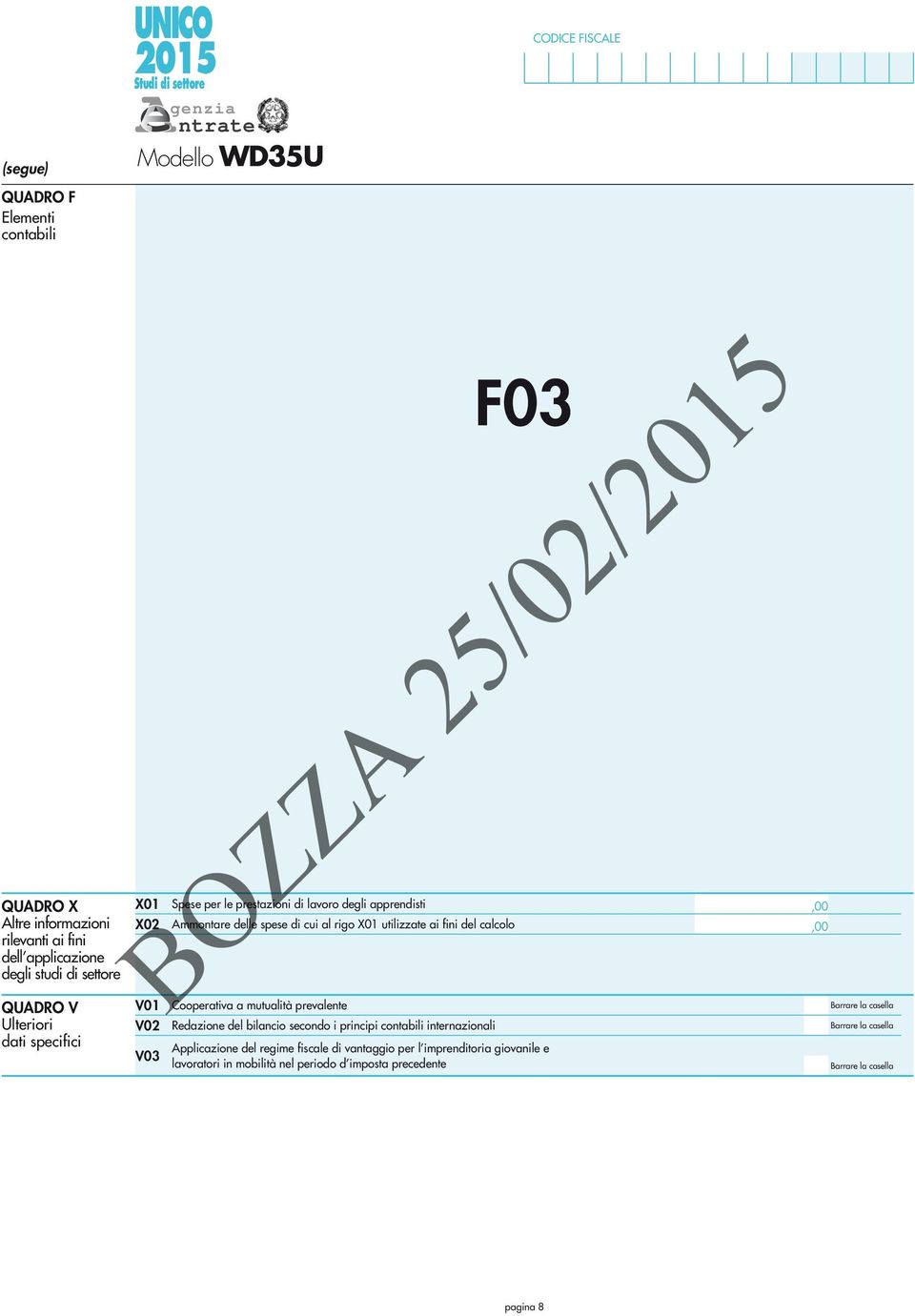 X01 utilizzate ai fini del calcolo Cooperativa a mutualità prevalente Redazione del bilancio secondo i principi contabili internazionali