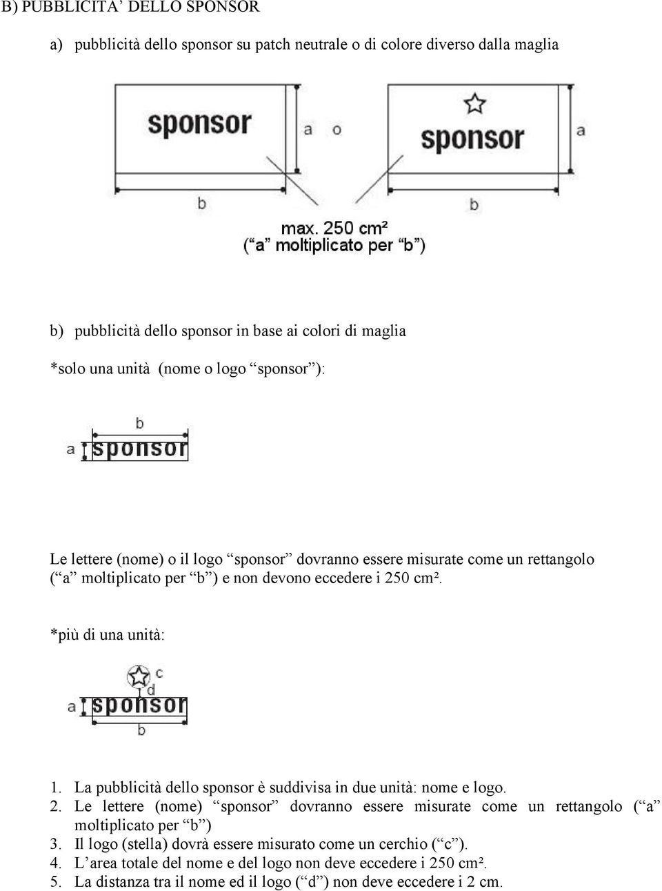 *più di una unità: 1. La pubblicità dello sponsor è suddivisa in due unità: nome e logo. 2.