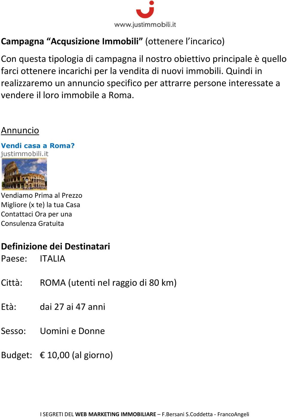 Quindi in realizzaremo un annuncio specifico per attrarre persone interessate a vendere il loro immobile a Roma. Annuncio Vendi casa a Roma?