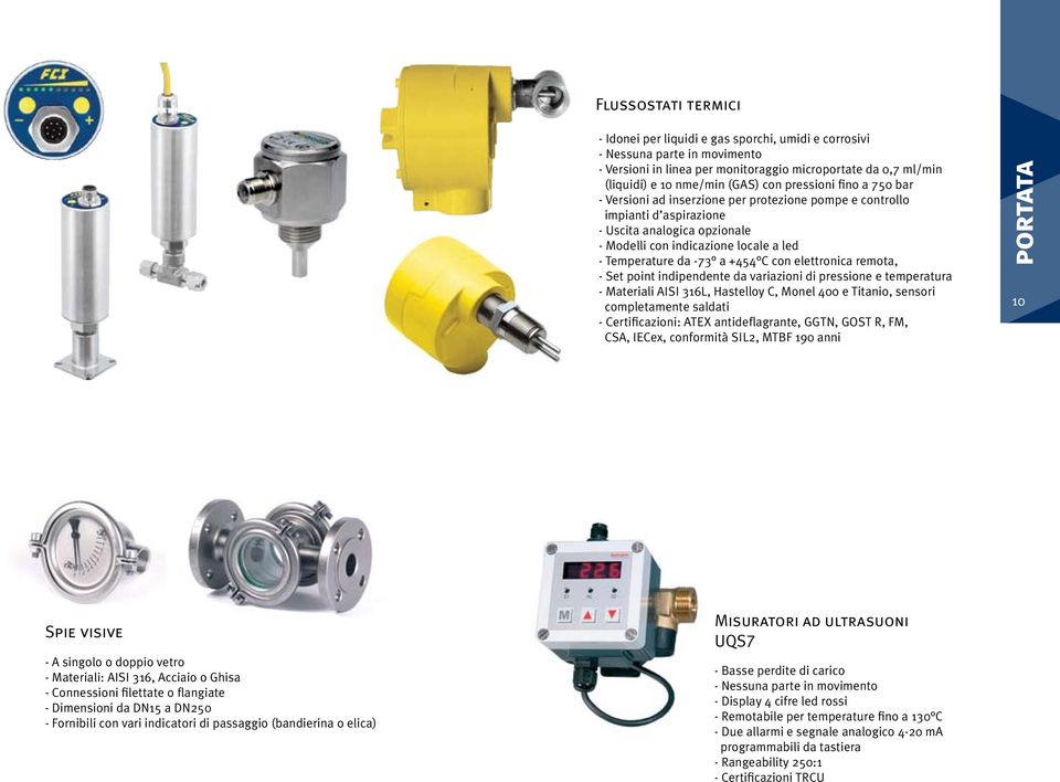 +454 C con elettronica remota, - Set point indipendente da variazioni di pressione e temperatura - Materiali AISI 316L, Hastelloy C, Monel 400 e Titanio, sensori completamente saldati -