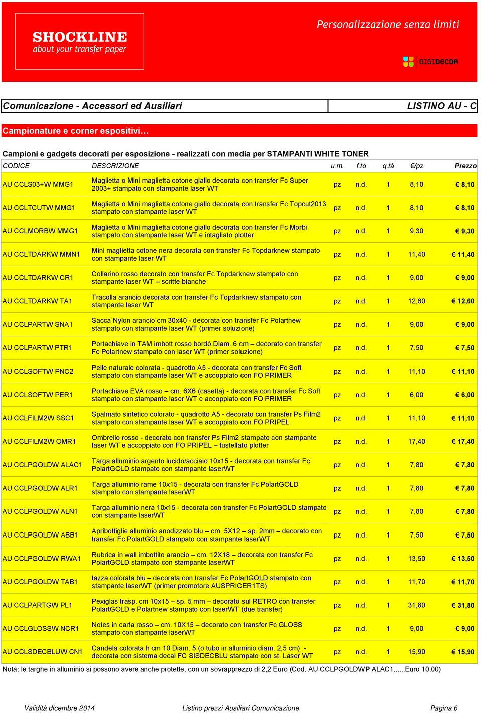 1 8,10 8,10 AU CCLTCUTW MMG1 Maglietta o Mini maglietta cotone giallo de