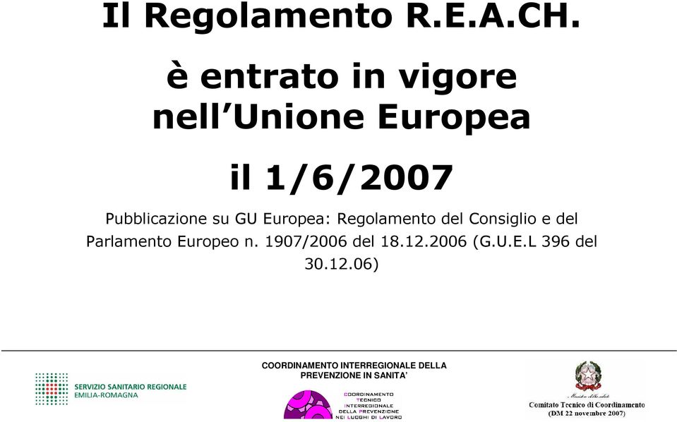 Pubblicazione su GU Europea: Regolamento del