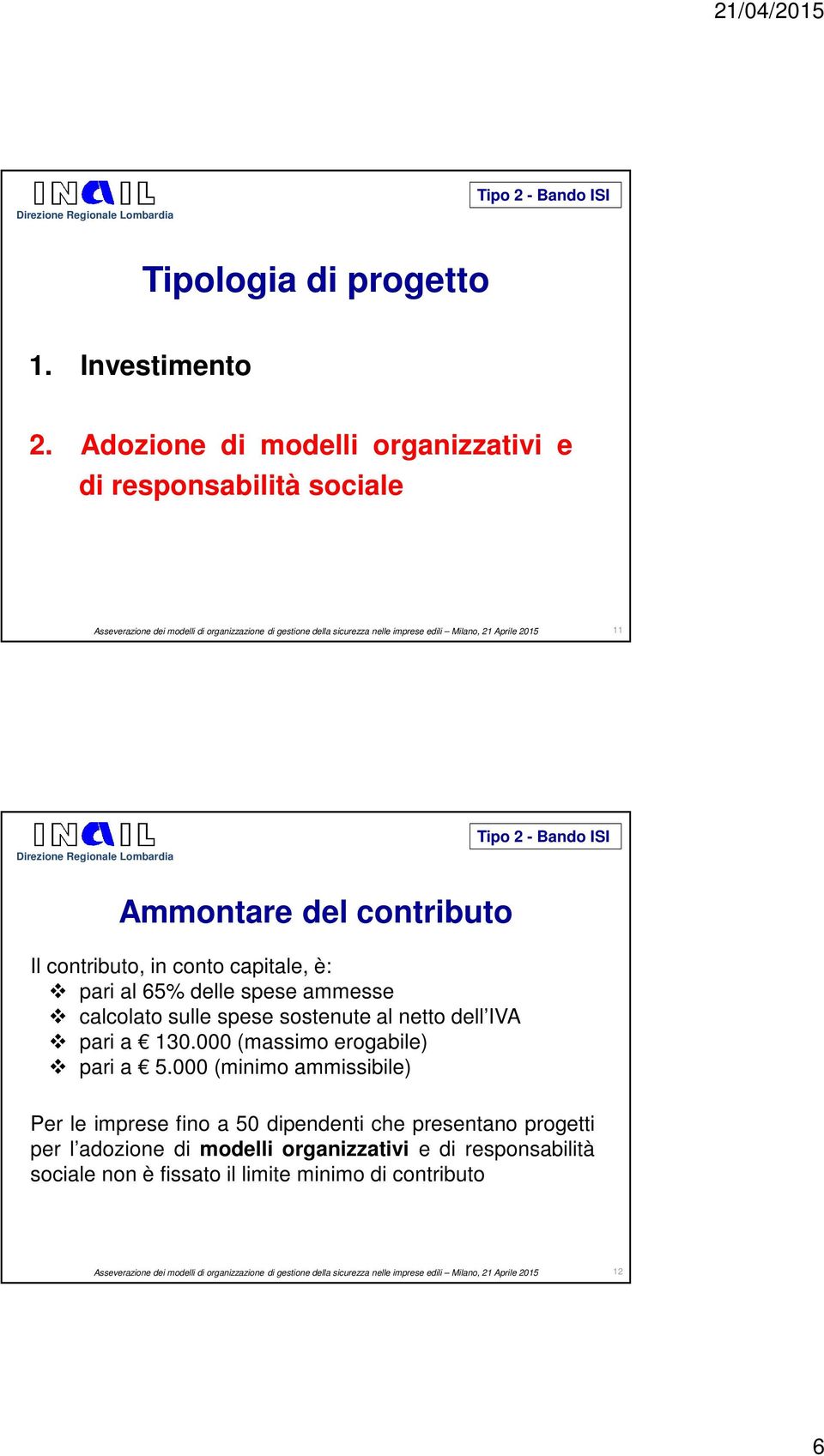 è: pari al 65% delle spese ammesse calcolato sulle spese sostenute al netto dell IVA pari a 130.