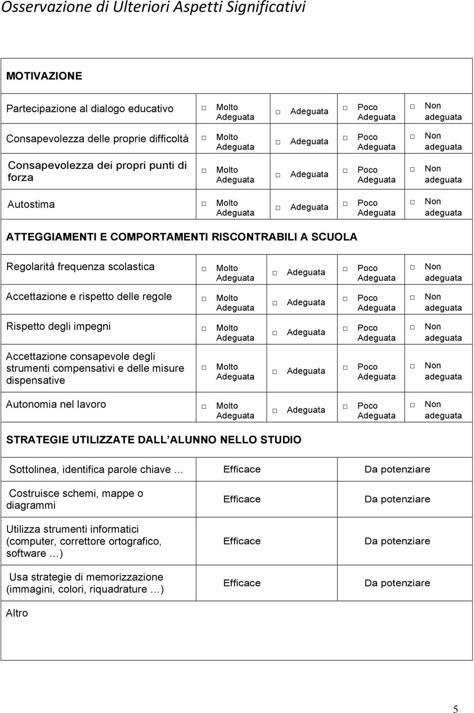 e delle misure dispensative Autonomia nel lavoro STRATEGIE UTILIZZATE DALL ALUNNO NELLO STUDIO Sottolinea, identifica parole chiave Efficace Da potenziare Costruisce schemi, mappe o diagrammi