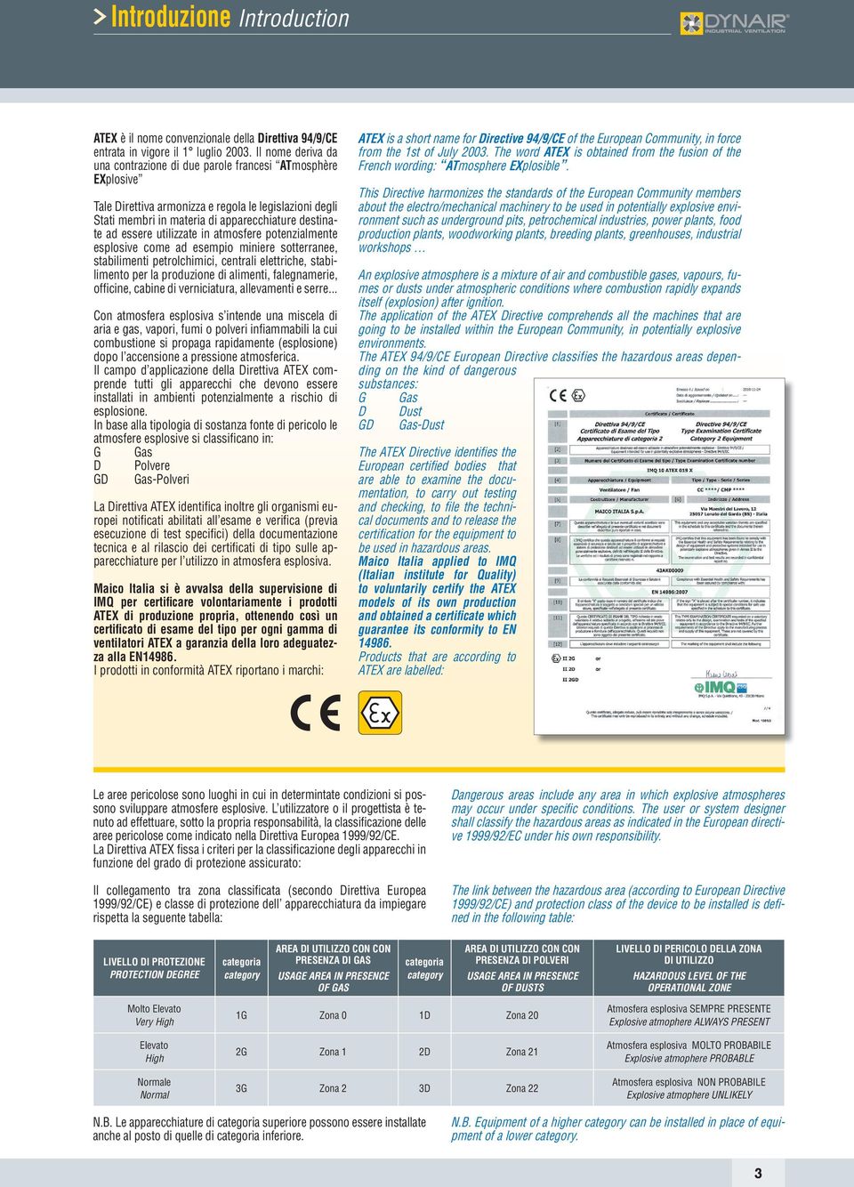 utilizzate in atmosfere potenzialmente esplosive come ad esempio miniere sotterranee, stabilimenti petrolchimici, centrali elettriche, stabilimento per la produzione di alimenti, falegnamerie, offi