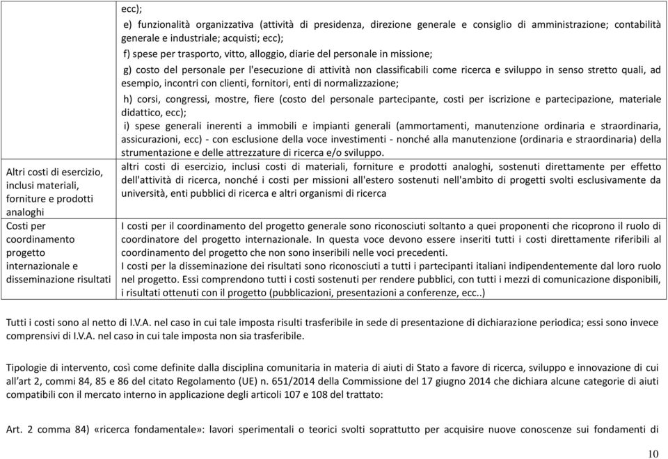 del personale per l'esecuzione di attività non classificabili come ricerca e sviluppo in senso stretto quali, ad esempio, incontri con clienti, fornitori, enti di normalizzazione; h) corsi,