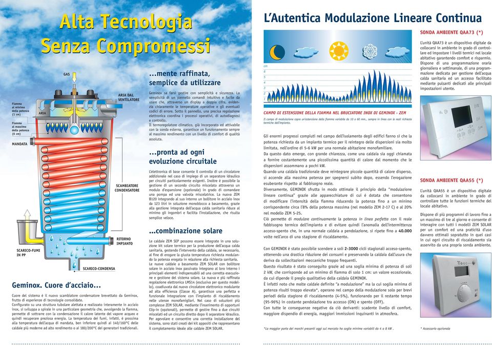 Configurto su un struttur tubolre lettt e relizzto intermente in cciio inox, si svilupp spirle in un prticolre geometri che, vvolgendo l fimm, permette di sottrrre con l condenszione il clore ltente