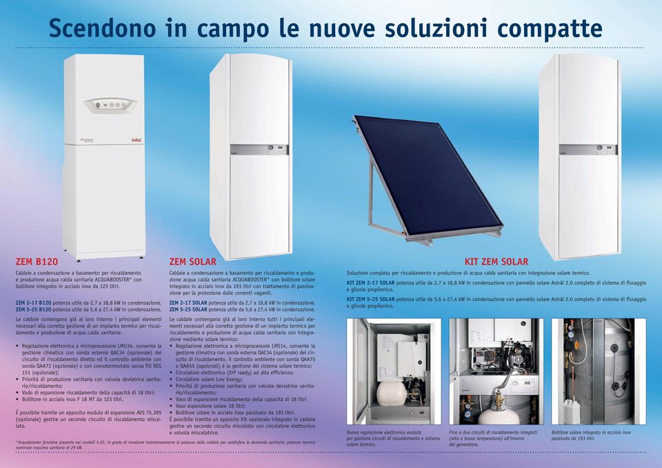 Le cldie contengono già l loro interno i principli elementi necessri ll corrett gestione di un impinto termico per riscldmento e produzione di cqu cld snitri: Regolzione elettronic microprocessore