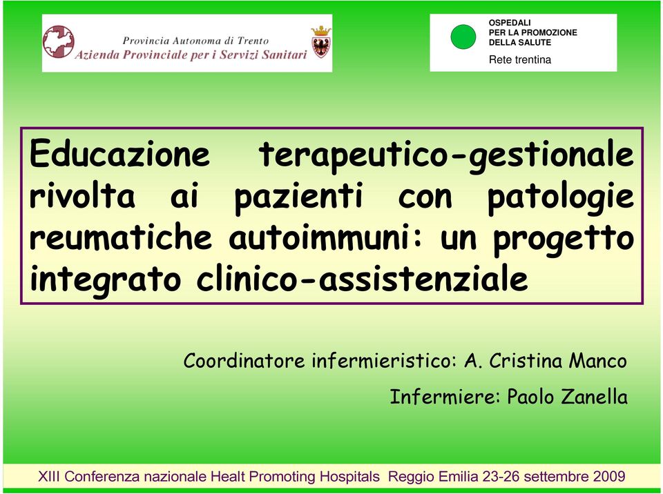 reumatiche autoimmuni: un progetto integrato