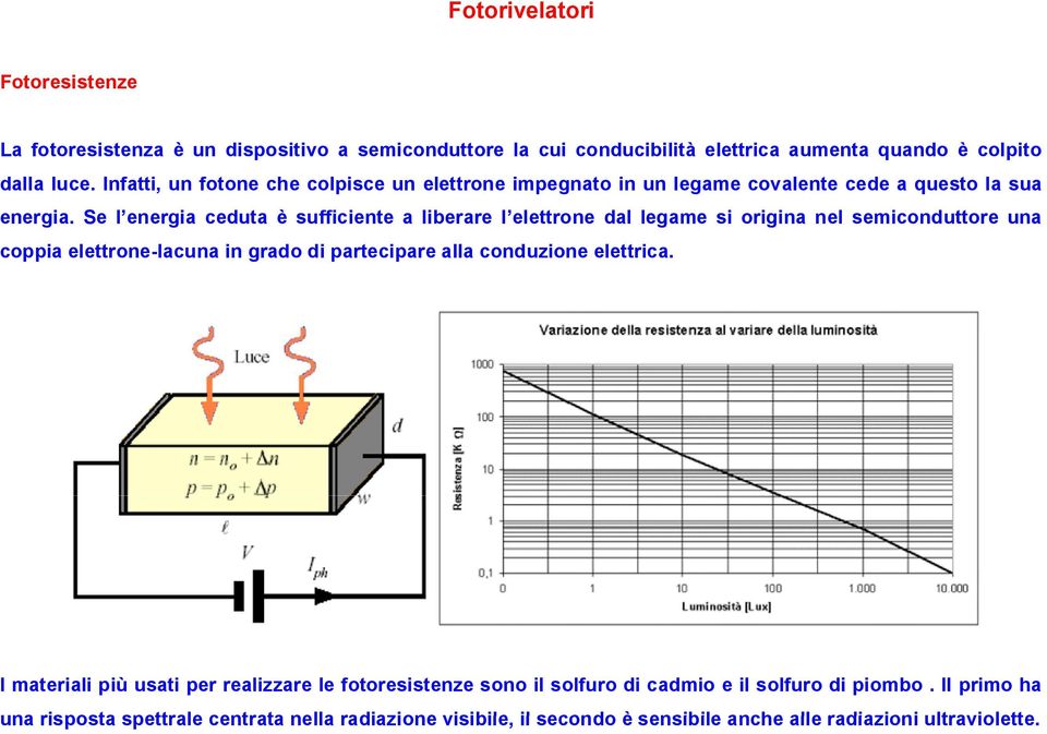 Se l energia ceduta è sufficiente a liberare l elettrone dal legame si origina nel semiconduttore una coppia elettrone-lacuna in grado di partecipare alla conduzione