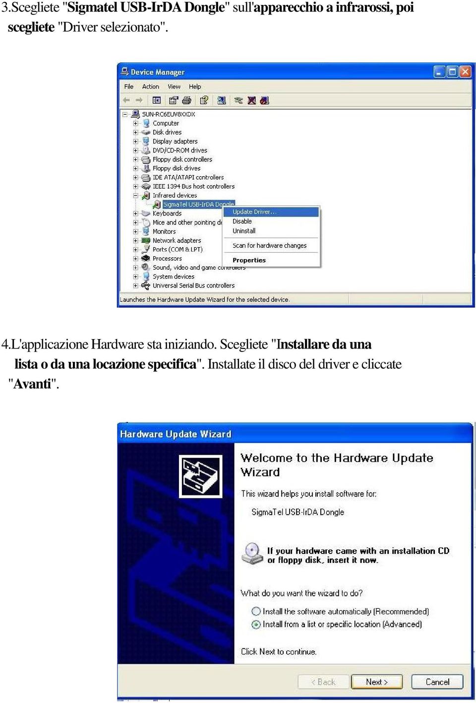 L'applicazione Hardware sta iniziando.