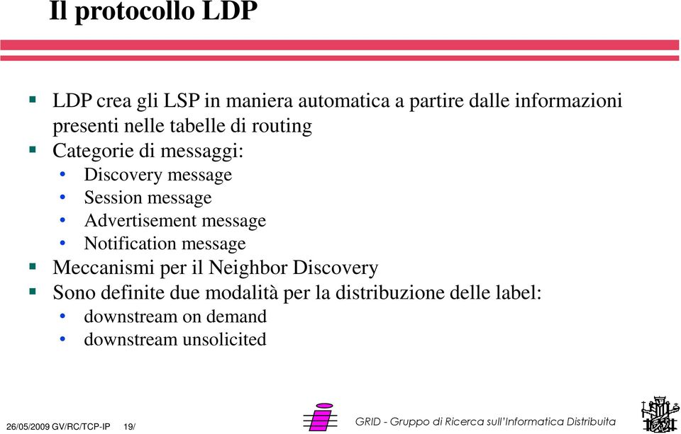 message Notification message Meccanismi per il Neighbor Discovery Sono definite due modalità per