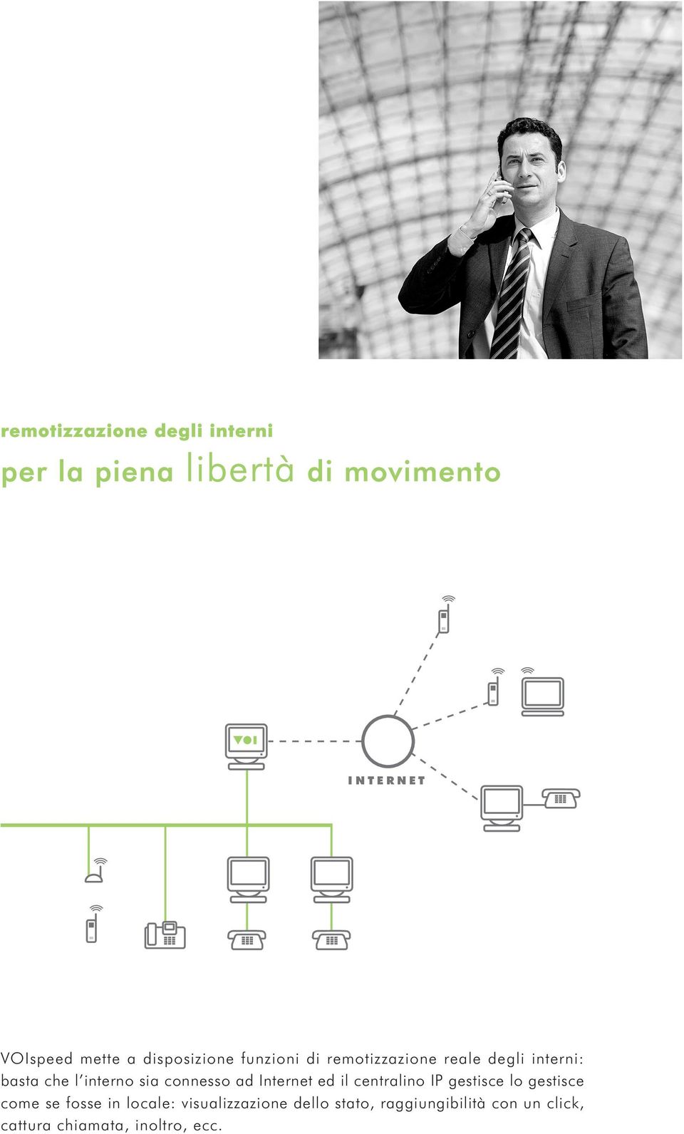 connesso ad Internet ed il centralino IP gestisce lo gestisce come se fosse in locale: