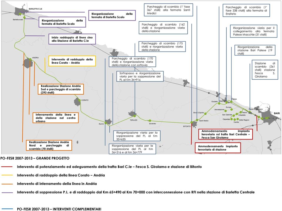 Sottopasso e riorganizzazione viaria per la soppressione del PL al Km 34+916 Parcheggio di scambio (1 fase 367 stalli) alla fermata Santi Medici Parcheggio di scambio (162 stalli) e riorganizzazione