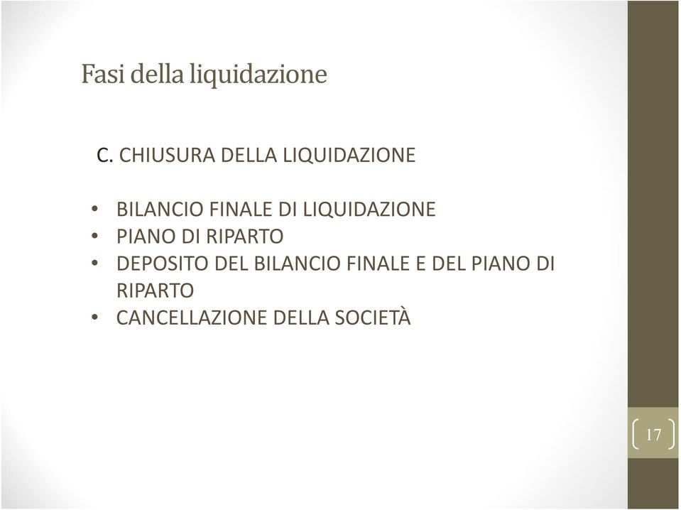 LIQUIDAZIONE PIANO DI RIPARTO DEPOSITO DEL