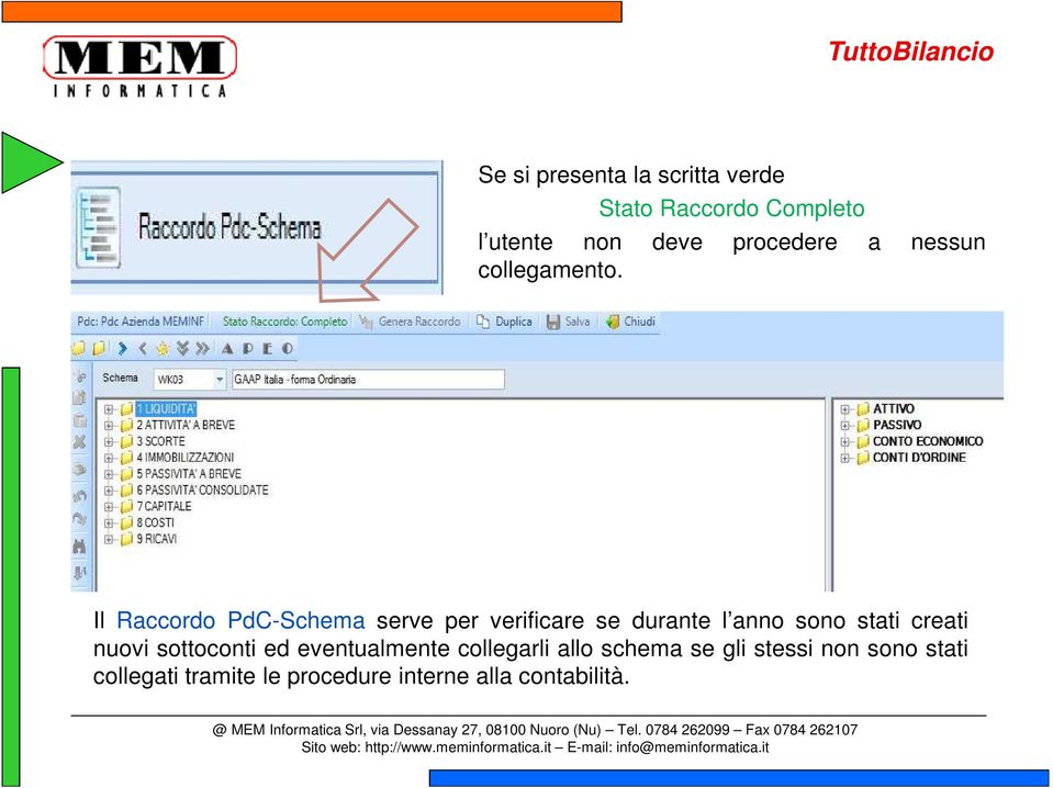 Il Raccordo PdC-Schema serve per verificare se durante l anno sono stati creati