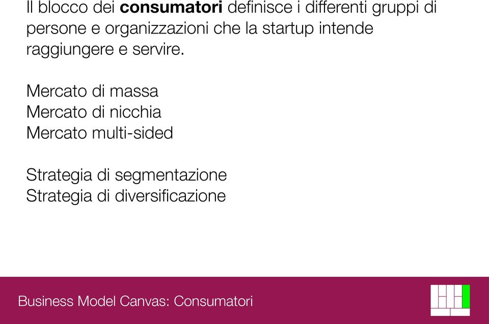 Mercato di massa Mercato di nicchia Mercato multi-sided Strategia di