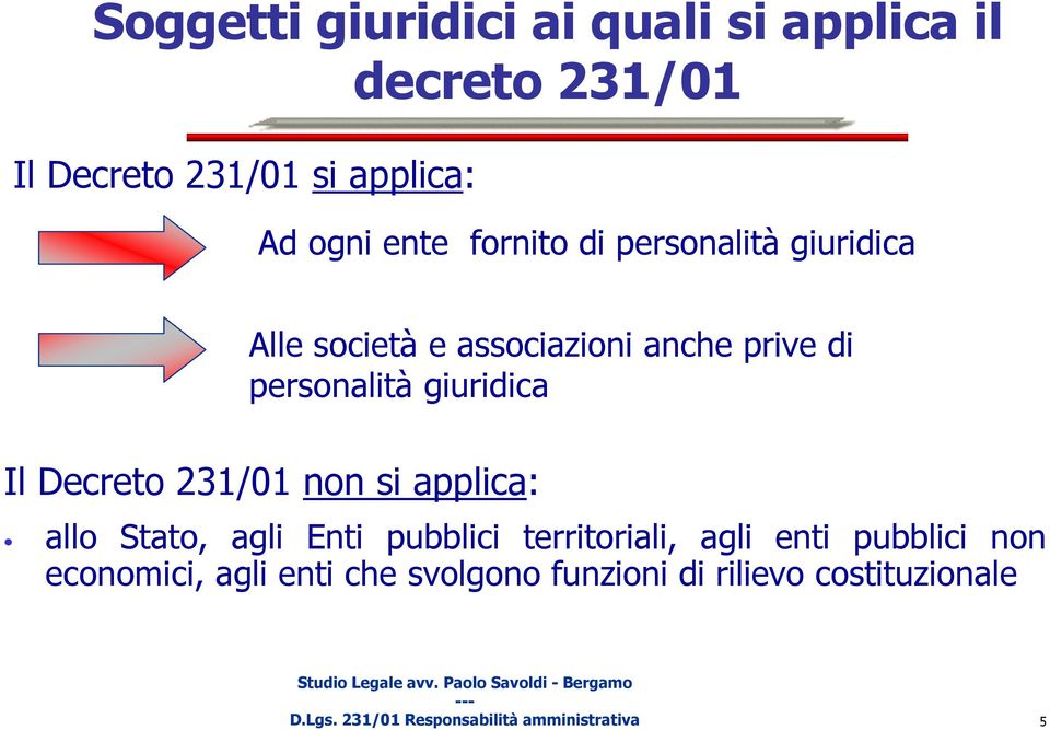 Decreto 231/01 non si applica: allo Stato, agli Enti pubblici territoriali, agli enti pubblici non