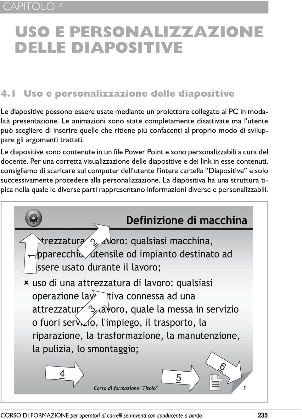 Le diapositive sono contenute in un file Power Point e sono personalizzabili a cura del docente.