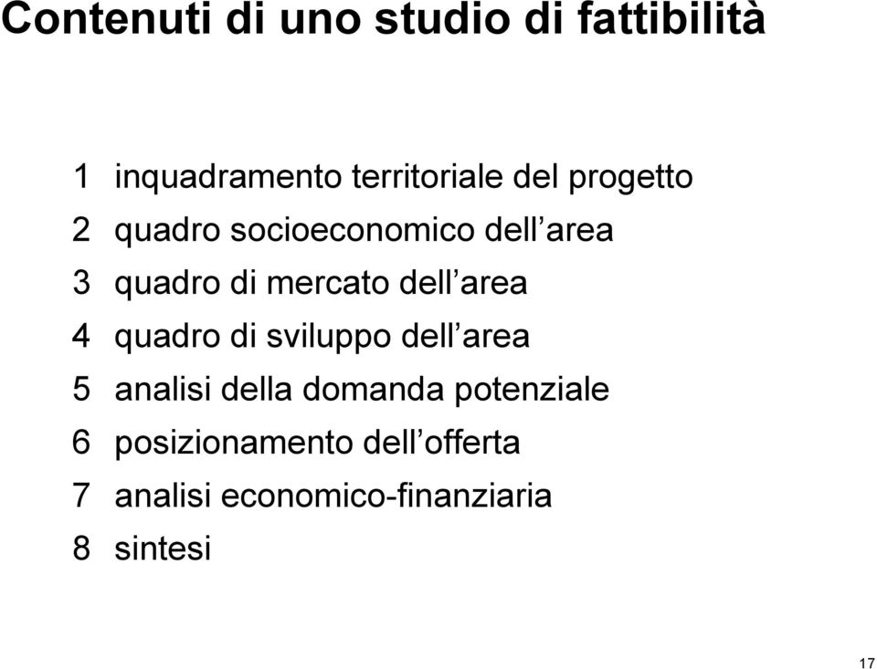 area 4 quadro di sviluppo dell area 5 analisi della domanda potenziale