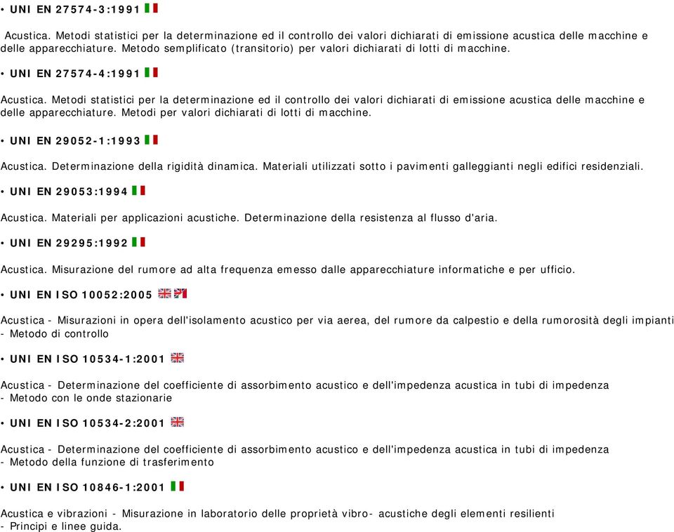 Metodi statistici per la determinazione ed il controllo dei valori dichiarati di emissione acustica delle macchine e delle apparecchiature. Metodi per valori dichiarati di lotti di macchine.