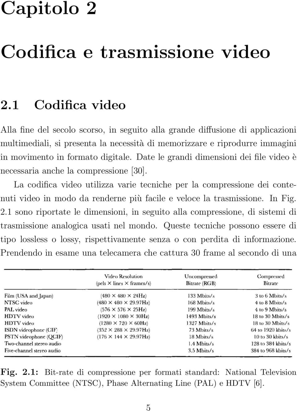 digitale. Date le grandi dimensioni dei file video è necessaria anche la compressione [30].