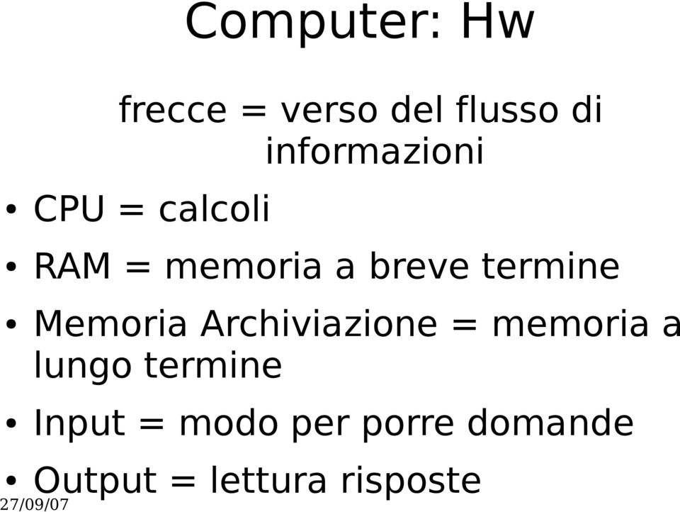 termine Memoria Archiviazione = memoria a lungo