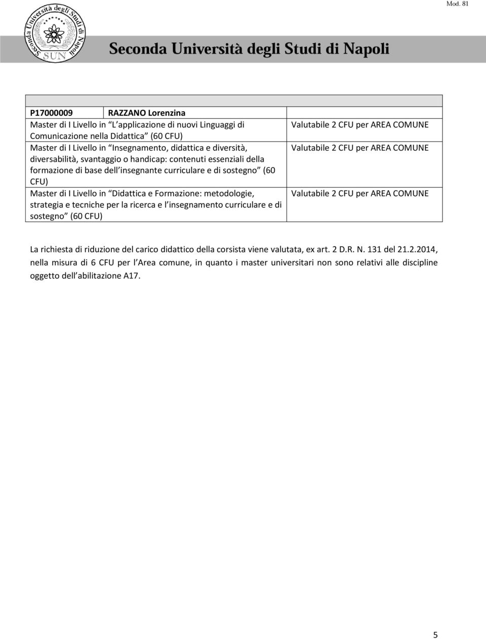 insegnante curriculare e di sostegno (60 CFU) Master di I Livello in Didattica e Formazione: metodologie, strategia e tecniche per la ricerca e